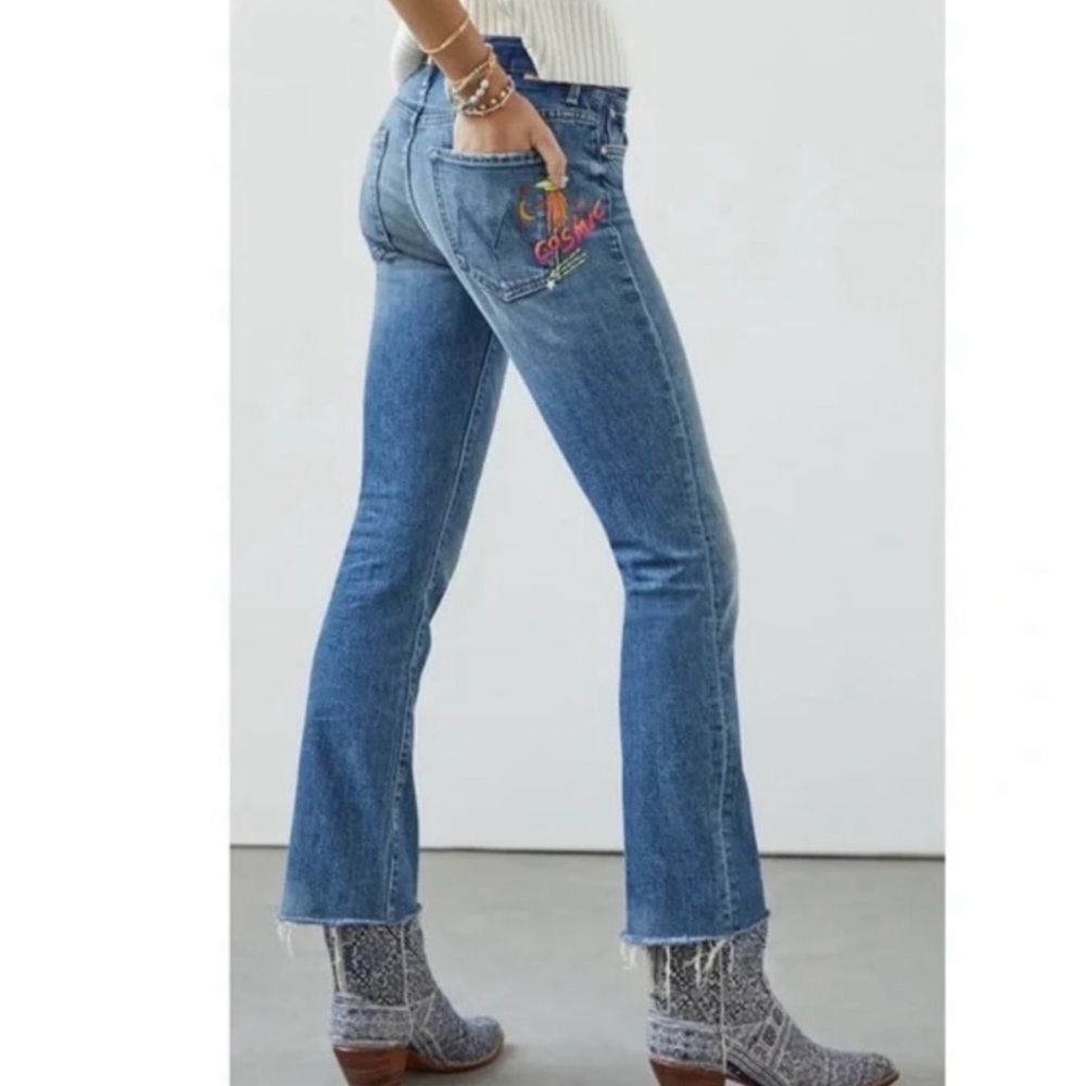 Mother the insider ankle fray womens jeans with design on back pocket!